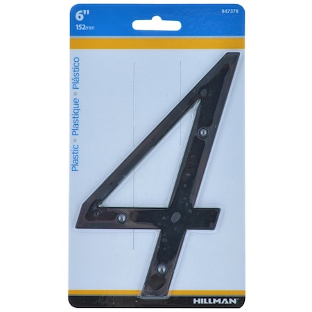 Hillman HILLMAN 6 in. Black Plastic Nail-On Number 4 1 pc, PK3 847378